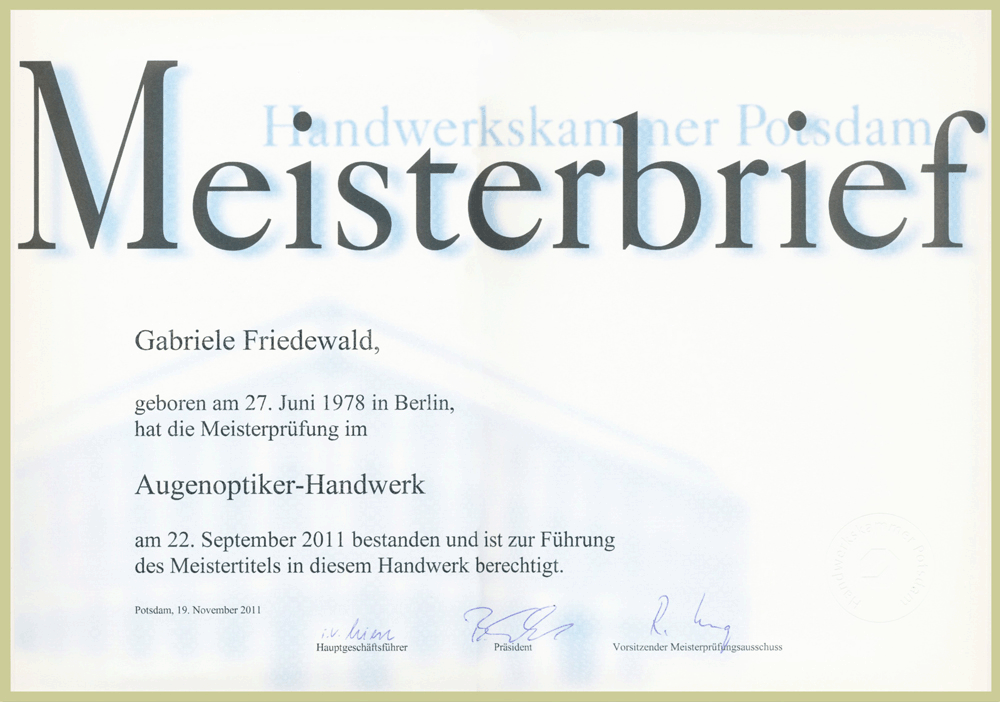 Meisterbreif, Auszeichnung & Zertifikat Meisterbreif, Auszeichnung & Zertifikat